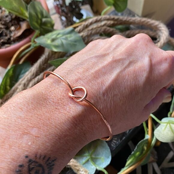 Rose Gold Love Knot Cuff Bangle - Picture 3 of 6